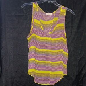 Love J Asymmetrical Pink and Yellow Sleeveless Tank Top
